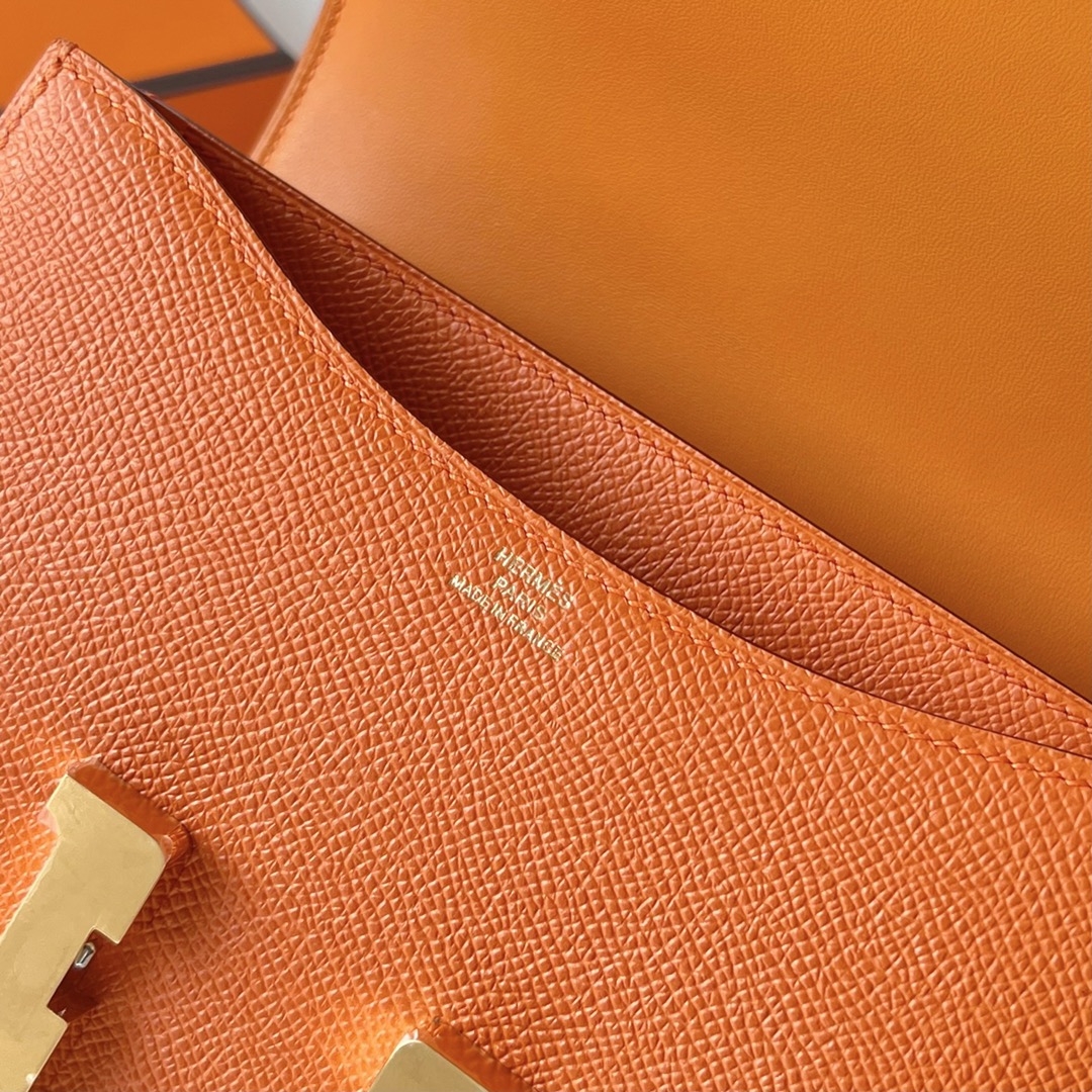 Hermes Constance 24cm Shoulder Bag In Orange Epsom Leather